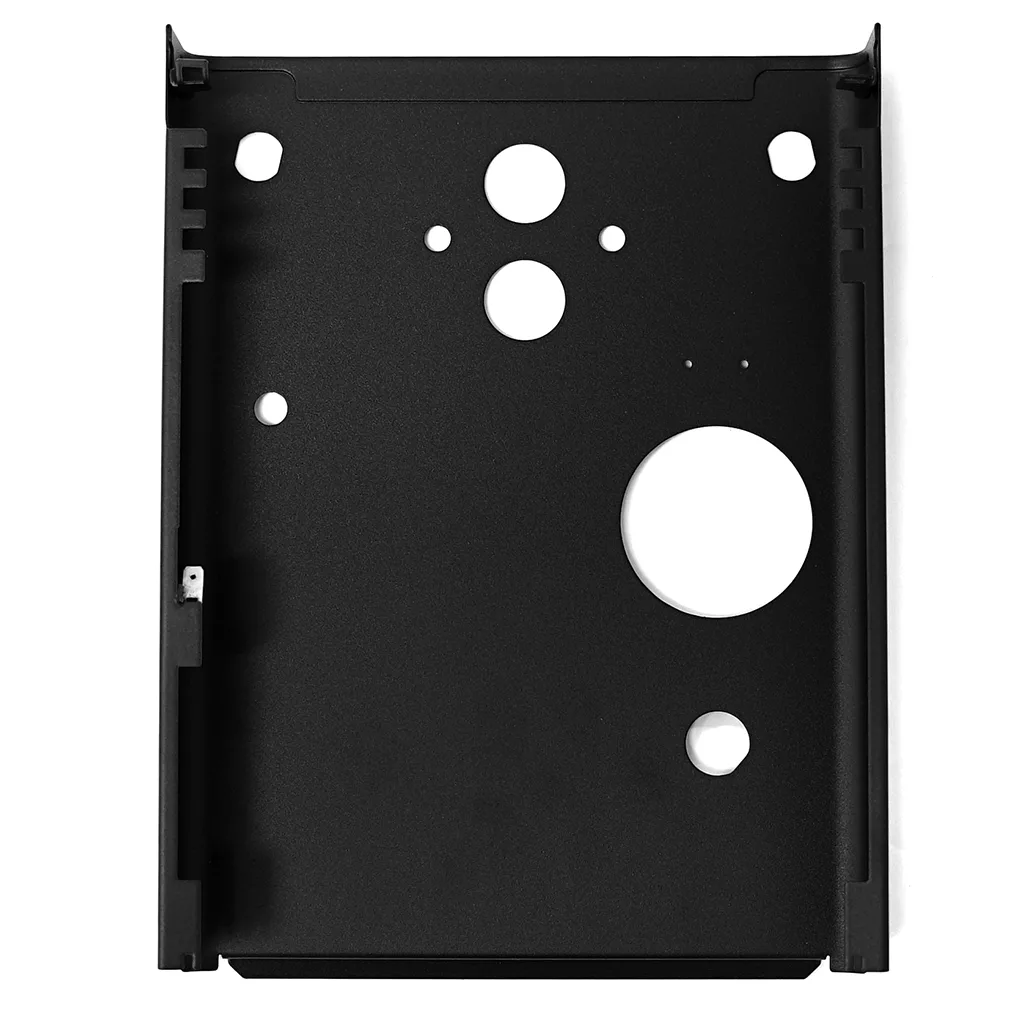 Black rectangular metal Lelit 1100058 Front Plate for Mara X, featuring multiple circular and oval cutouts, shown from above against a white background. © 2025 1st-line.com