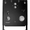 The Lelit 1100073 Front Panel for Black Bianca features various round cutouts, icons for steam, hot water, and pressure gauges, plus clearly labeled power and stop buttons. © 2025 1st-line.com