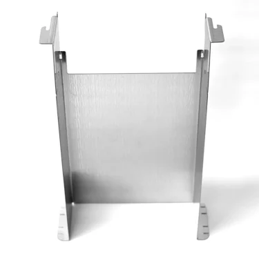 The Lelit 1400186 Water Tank Protection Panel is a silver, rectangular frame with two flat feet at the base and notched hooks at the top on each side, shown standing upright on a white background. © 2025 1st-line.com