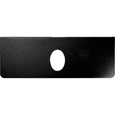 The Lelit 1400278 Water Tank Cover for Black Mara X is a rectangular black metal lid with a large central circular hole and gently rounded bottom corners. © 2025 1st-line.com