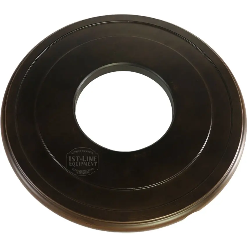 A brown, circular plastic disc with a central hole and smooth, shiny edges, designed to complement the Elektra ART.SA Brown Wood Base. © 2025 1st-line.com