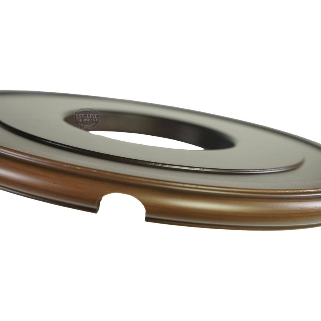 A close-up of a metallic, circular drip tray cover with a central hole and notch, photographed on white—designed for the Elektra ART.SA Brown Wood Base espresso machine. © 2025 1st-line.com