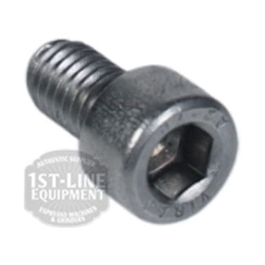 A close-up of an Elektra 03262035 Screw M6x10 metal socket head cap screw with a hexagonal socket, shown on a white background with a partially visible 1st-Line Equipment watermark. © 2025 1st-line.com