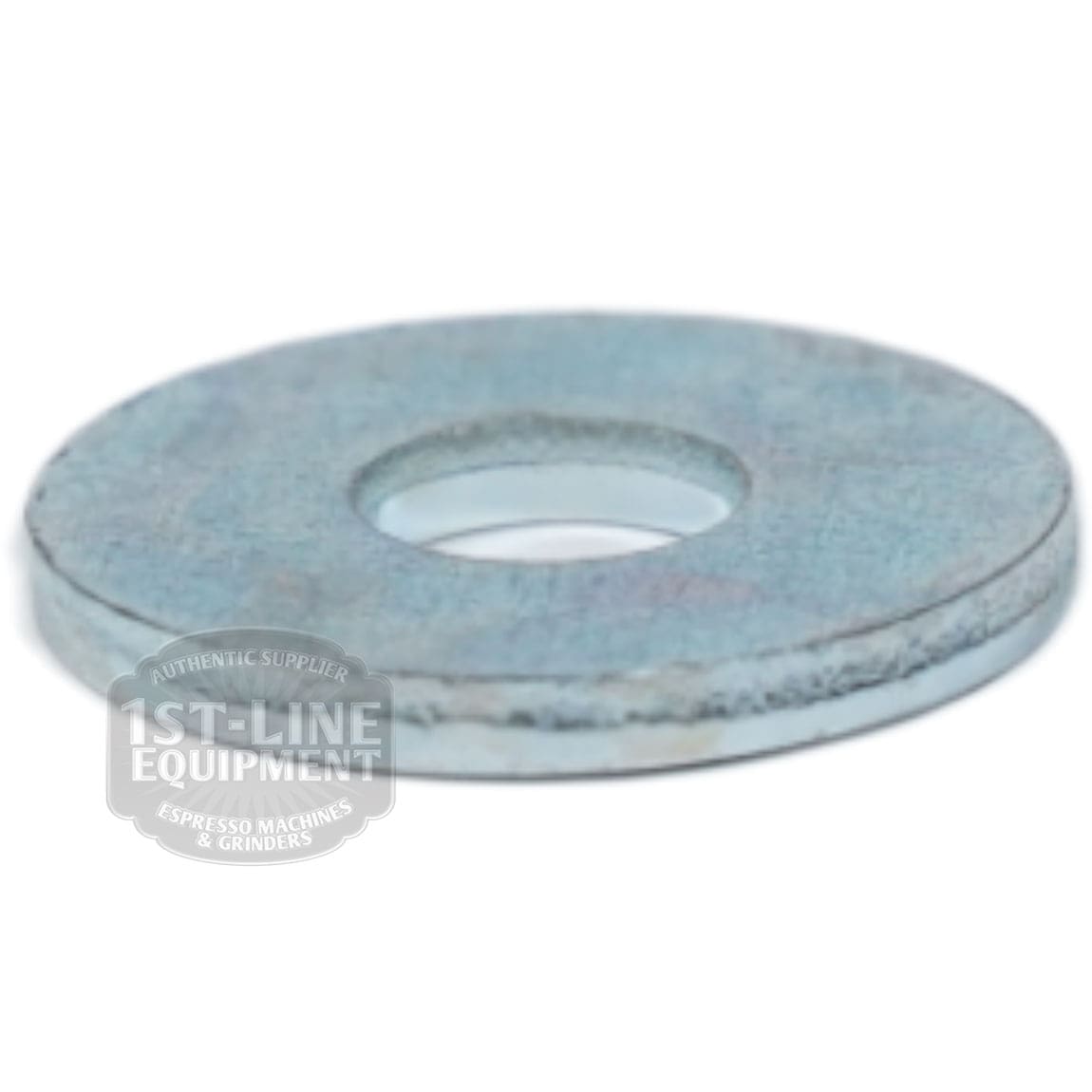 A close-up of the Elektra 00194035 Washer M6x8, a flat, round metal washer with a central hole and slightly textured surface, is shown on a white background. The 1st-Line Equipment logo appears faintly on the lower left. © 2025 1st-line.com