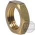 A hexagonal Elektra 00637014 Pump Pressure Gauge Lock Nut, brass with internal threading, is shown angled to reveal its face and threading. A semi-transparent 1st-Line Equipment watermark appears in the bottom right corner. © 2025 1st-line.com