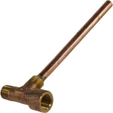 La Nuova Era NE050010+NE085002 Injector is a copper pipe fitting with a T-shape, featuring threaded openings on two ends and a straight copper extension on the third side. Model: NE085002. © 2025 1st-line.com
