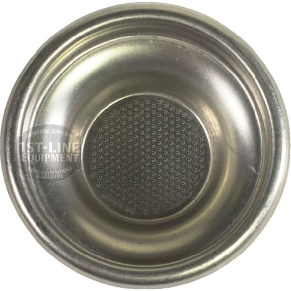 A Lelit 1600065 IMS 58mm 1-Cup Filter Basket (9-11g) with a perforated metal bottom, viewed from above. This round basket features small holes for filtering ground coffee. © 2025 1st-line.com