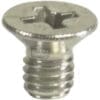 Close-up of a single Lelit 9100040 Screw TSPIC M4X6 UNI7046 INOX A2, silver and metallic with a flat-head Phillips design, shown angled on a white background. © 2025 1st-line.com