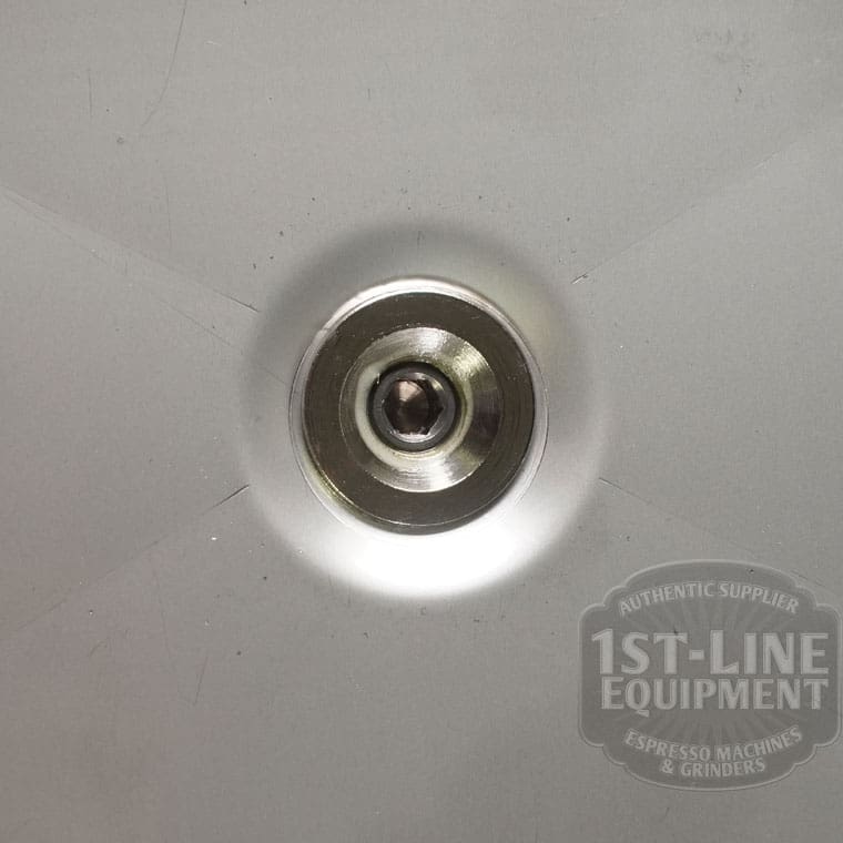 Close-up of the Bezzera 5968124 Drip Tray with Drain for Duo/Matrix on a smooth surface, featuring the “1st-Line Equipment” logo in the bottom right corner. © 2025 1st-line.com