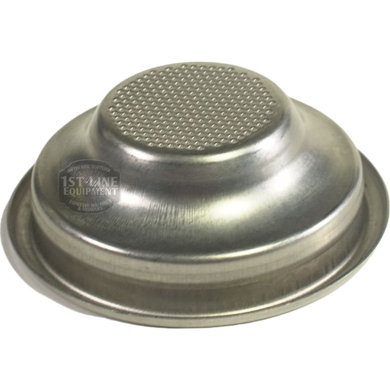 The Lelit 1600065 IMS 58mm 1-Cup Filter Basket (9-11g) is a stainless steel basket with a flat, perforated bottom for holding coffee grounds in espresso machines. Compatible with Lelit 1600065 models. © 2025 1st-line.com