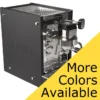 The Stone HX Espresso Machine features a sleek black metal exterior, reflective front, and visible steam wand. A yellow banner in the corner states “More Colors Available.”. © 2025 1st-line.com