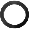 The Minimo E61 Portafilter Gasket is a black, circular plastic ring with a smooth surface and a small inner notch, commonly used in espresso machines and shown against a white background. © 2025 1st-line.com