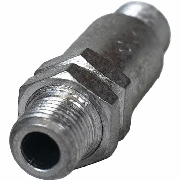 Close-up of the VBM VALVNONRITDOM Non-Return Valve with threaded ends, allowing one-way fluid flow. The cylindrical metal valve features a hexagonal section for easy tightening in plumbing or mechanical systems. © 2025 1st-line.com