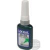 A 10ML LOXEAL 55-03 Foodsafe Threadlock, featuring a white nozzle and green cap, stands upright on a white background. It is labeled as a medium strength foodsafe threadlocker adhesive. © 2025 1st-line.com