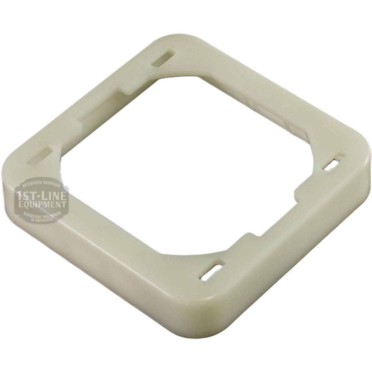 A beige, square plastic mount with rounded corners and a large center cutout, featuring four side notches—designed for the Bellezza BE.001.023 Bellona Coffee Meter. © 2025 1st-line.com