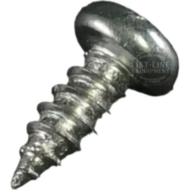 A close-up image shows the Bellezza BE.001.019 Self Tapping Screw, featuring a shiny silver finish, round head, and spiral threads, set against a white background. © 2025 1st-line.com