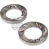 A set of two Quamar 260015 63 mm silver, circular grinding burrs with sharp angled teeth and three mounting holes are slightly overlapping on a white background. © 2025 1st-line.com