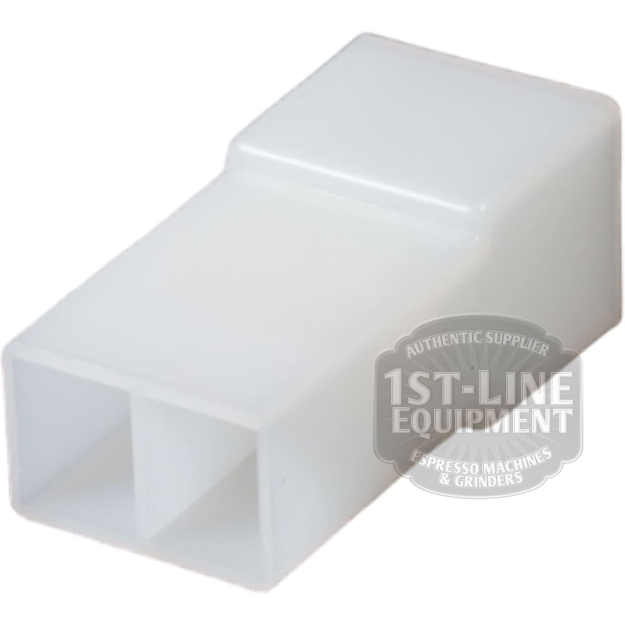 The ACS MIN0060 Minima Water Tank Float Switch is a white plastic rectangular adapter with two square openings on one end, a single rectangular opening on the other, and a slight step-up design ideal for float switch installations. © 2025 1st-line.com