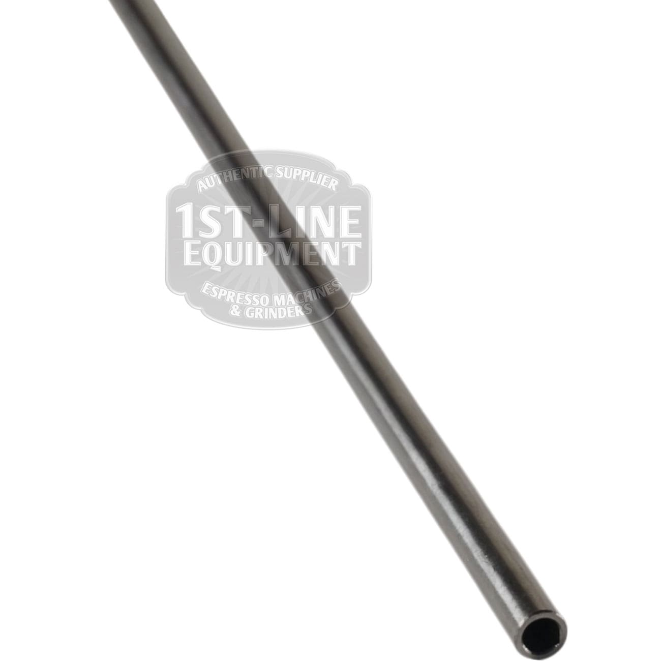 The Bellezza BE.005.006 Bellona Water Conduit Wand is a long, thin metal tube with a hollow center, shown diagonally on a white background with one open end visible in the foreground. © 2025 1st-line.com