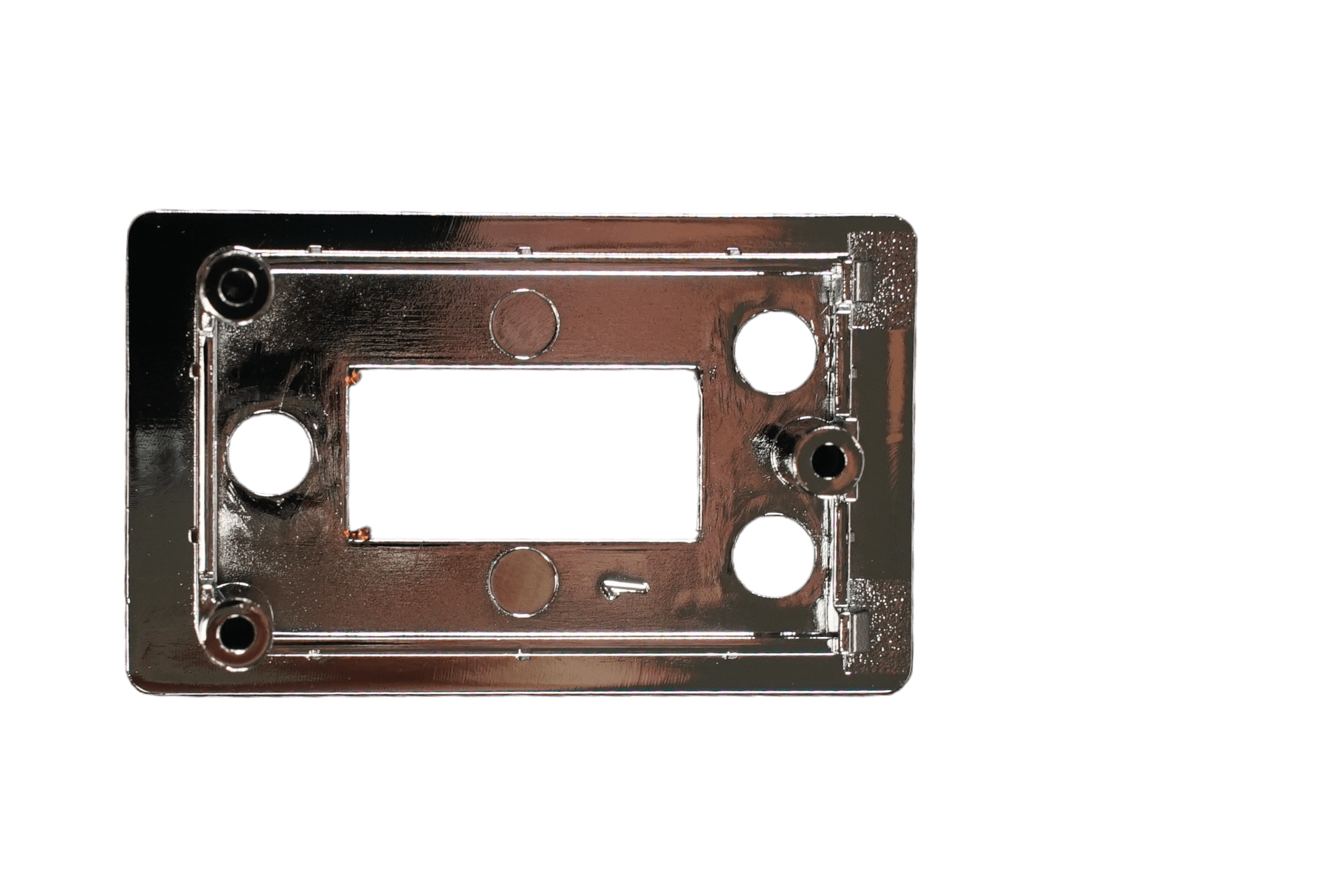 The Bellezza IN.005.023 Inizio Display Cover has a central rectangular cutout and four corner circular holes, all on a sleek black surface. © 2025 1st-line.com