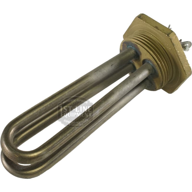 The Bellezza IN.076.010 Inizio Heating Element 120V features a threaded brass base and two U-shaped metal rods, ideal for use in water heaters, coffee machines, or as a replacement part for the Bellezza Inizio. © 2025 1st-line.com