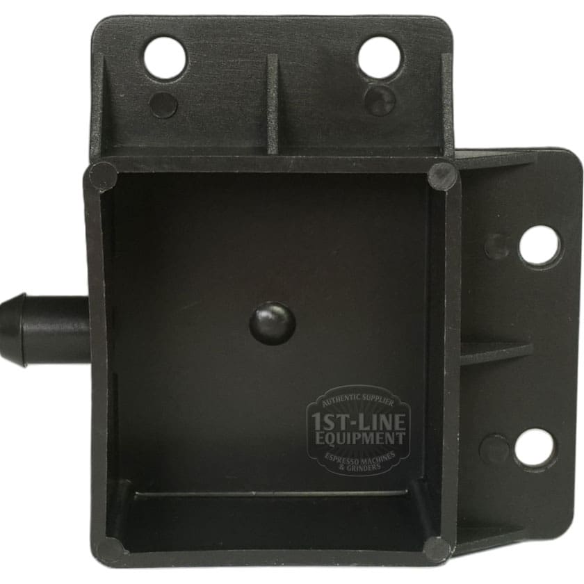 The Lelit 3700078 Drain Basin for Bianca is a black plastic, rectangular open box with three right-side and two top mounting holes plus a left cylindrical attachment, designed for Lelit Bianca espresso or coffee machines. © 2025 1st-line.com