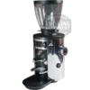 The Mahlkonig X54 Allround Home Grinder features a shiny chrome finish, clear bean hopper, side black knob, front portafilter holder, and a transparent 1st Line Equipment label—ideal for home coffee grinding.