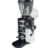 The Mahlkonig X54 Allround Home Grinder features a shiny chrome finish, clear bean hopper, side black knob, front portafilter holder, and a transparent 1st Line Equipment label—ideal for home coffee grinding.