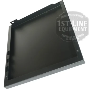 The Torre T02FIA001NO Right Side Panel - Matte Black features a rectangular metal tray design with smooth surfaces, slightly raised edges, and side cutouts. The 1st-Line Equipment logo appears as a watermark in the upper right corner. © 2025 1st-line.com
