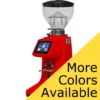 A Quamar M80TP Espresso Coffee Grinder with a transparent hopper and digital display appears in the image, which features a yellow diagonal banner stating More Colors Available in bold black letters. © 2025 1st-line.com