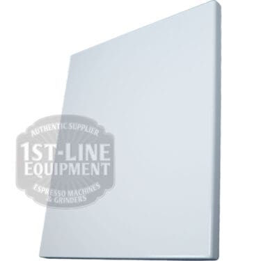 A rectangular, smooth, white Torre T02FIA001B Right Side Panel is tilted against a white background. The panel looks solid and unadorned with slightly rounded edges, and a 1st-Line Equipment watermark appears on the image. © 2025 1st-line.com
