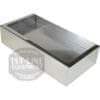 A rectangular stainless steel knock box with an open top and reflective surface for used coffee grounds, featuring clean edges to match the Torre T02BAC001 Stainless Steel Drip Tray T02. © 2025 1st-line.com