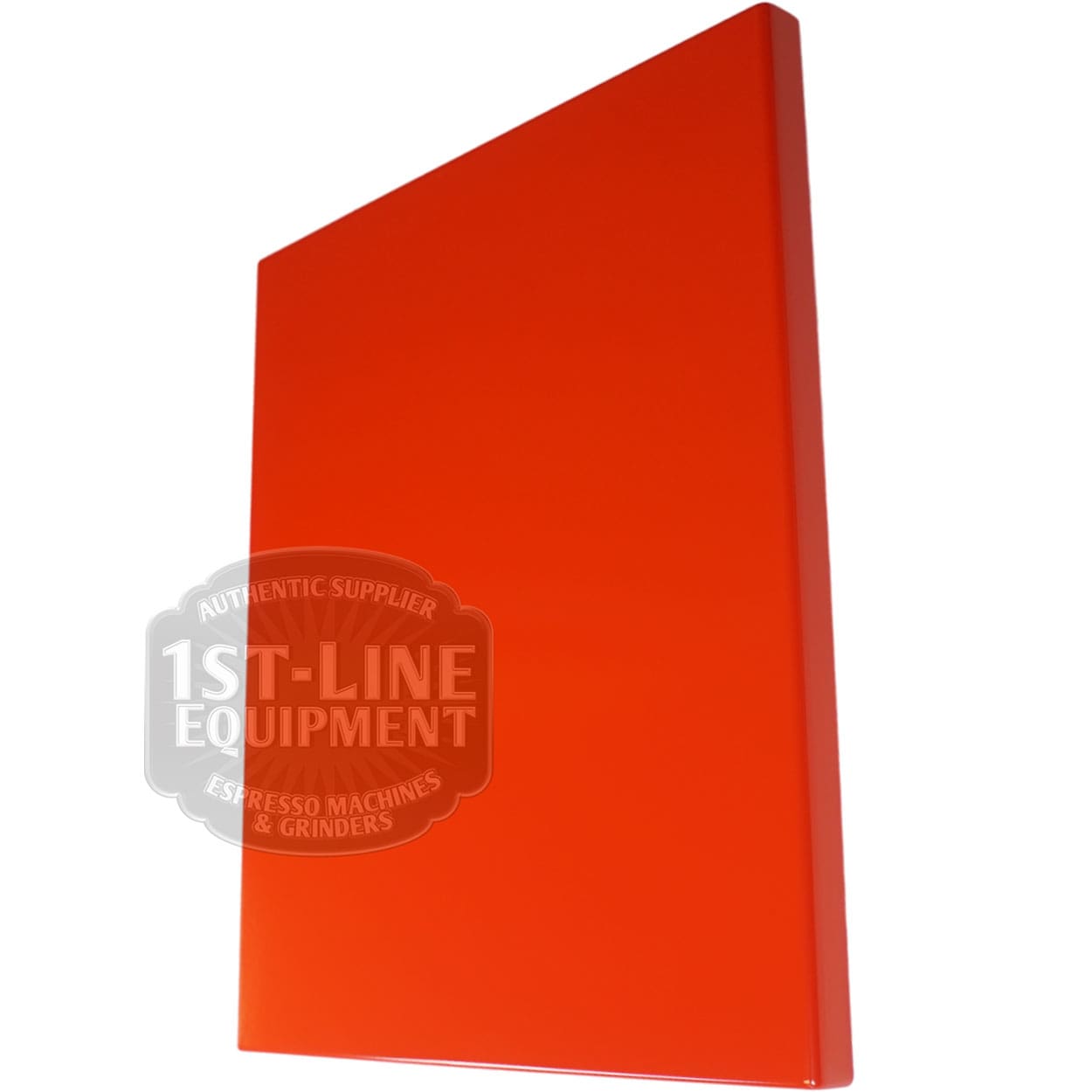 A shiny red rectangular right side (DX) panel for the Torre T02FIAXX1, shown at a slight angle on a white background. The image includes a 1st-Line Equipment Espresso Machines & Grinders watermark. © 2025 1st-line.com