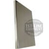 A Torre T02FIA002 Left Side Panel in stainless steel with a reflective finish is displayed at an angle on a white background, with a watermark reading 1st-Line Equipment, Authentic Supplier, Espresso Machines & Grinders. © 2025 1st-line.com