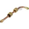 The Bezzera 5162457LL Steam Tap Pipe is a copper pipe with brass fittings and connectors on both ends, with one end slightly bent. © 2025 1st-line.com
