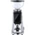 The Fiorenzato AllGround Coffee Grinder - Time-Based Grinding in silver and black features a transparent bean hopper, digital display with time-based controls, and a portafilter holder, shown against a white background. © 2025 1st-line.com