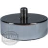 The Torre APIED001 Complete Aluminum Foot (60x20mm) is round and shiny, with a central threaded screw on top for easy attachment to machines or grinder bases. The brand watermark appears on the left side. © 2025 1st-line.com