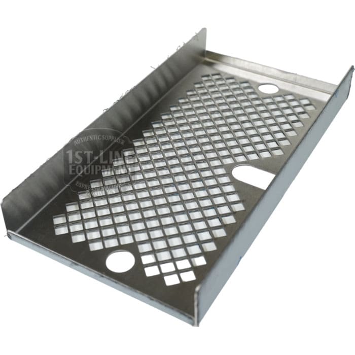 The Torre T02APP002 Stainless Steel Drip Tray Grid T02 features raised edges, square-hole grid, and two round holes for mounting or drainage, offering durability and practical functionality. © 2025 1st-line.com