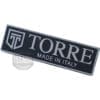 Torre TARG0001 Peppina Name Plate: A rectangular black and silver plate featuring TORRE MADE IN ITALY beside a geometric logo, with a 1st-Line Equipment Espresso Machines & Grinders watermark. © 2025 1st-line.com