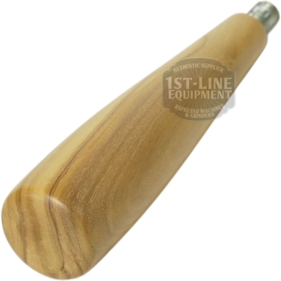A close-up of the smooth, light-colored Olive Wood handle with a metal fitting from the ACS Vostok Handle/Knob Olive Wood Kit, set against a white background. © 2025 1st-line.com