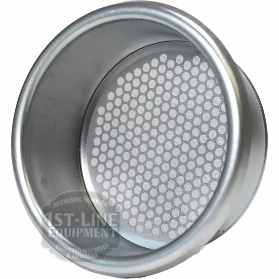 The E&B Lab B702TH28/ONE All-in-One Filter Basket is a metal espresso basket with a perforated bottom, designed to hold coffee grounds during extraction. © 2025 1st-line.com