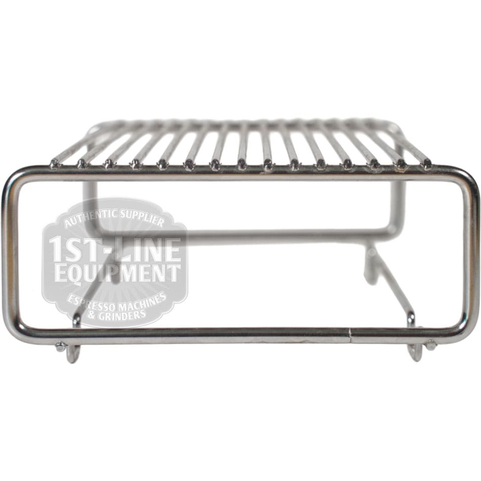 The Lelit 1600027 Drip Tray Riser/Extender for Giulietta features a stainless steel, rectangular open-sided design with evenly spaced top bars and sturdy legs, serving as an espresso cup stand. © 2025 1st-line.com