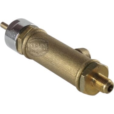 A BF.121 Complete Steam/Water Tap with threaded connections on both ends, displayed at an angle on a white background. © 2025 1st-line.com