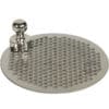 Round, perforated metal drain cover with a knob handle, used as a drip tray insert for catching spills; compatible with the V317K Puck Screen Diffuser by E&B Lab. © 2025 1st-line.com