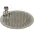 Round, perforated metal drain cover with a knob handle, used as a drip tray insert for catching spills; compatible with the V317K Puck Screen Diffuser by E&B Lab. © 2025 1st-line.com