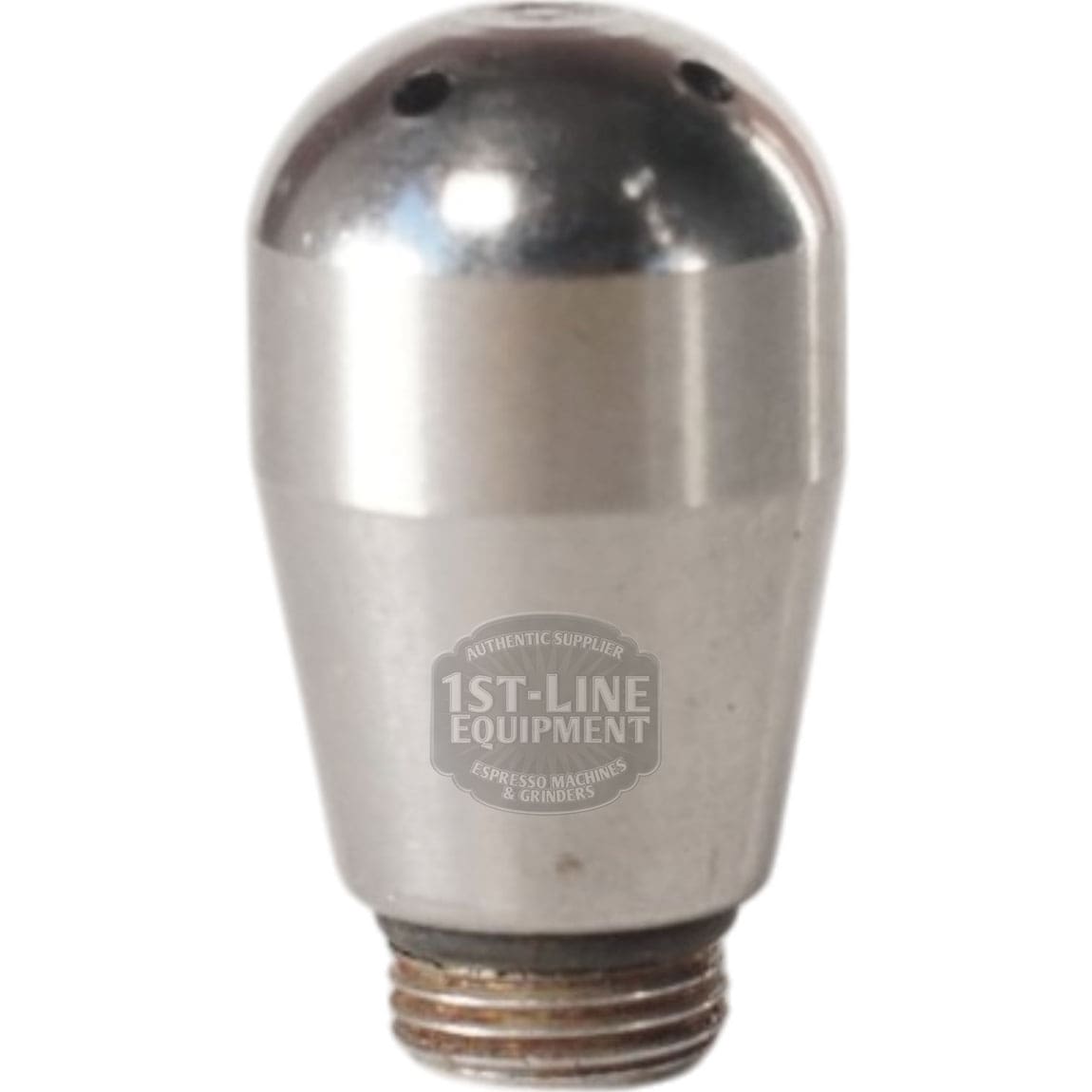 The S..445 Steam Tip is a metallic, dome-shaped component for espresso machines with three top holes, a threaded base, and a faint 1st-Line Equipment logo on the side. © 2025 1st-line.com