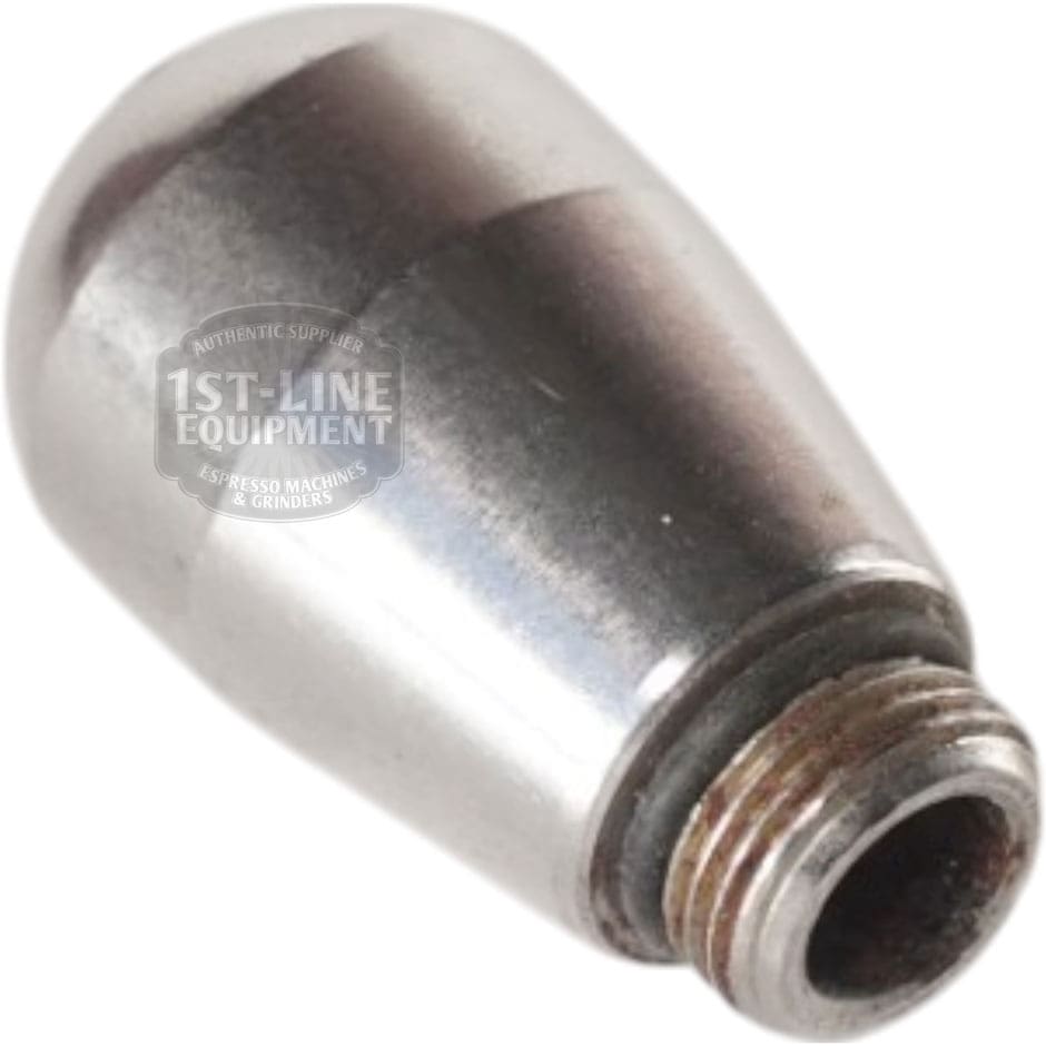 The S..445 Steam Tip is a shiny, metallic, bullet-shaped replacement part for espresso machines. Its threaded end ensures easy fitting, while the reflective surface features a subtle logo watermark. © 2025 1st-line.com