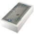The Torre KITT02BACBI White Drip Tray Kit is a rectangular tray with a grid-patterned metal cover, protective blue film partially removed, revealing vents and a circular sensor or button beneath. © 2025 1st-line.com