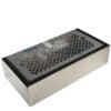 The Torre KITT02BACIL Stainless Steel Drip Tray Kit is a rectangular counter knock box with a perforated metal top, designed for convenient disposal of coffee grounds from espresso machines. © 2025 1st-line.com
