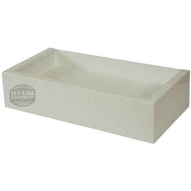 The Torre T02BAC001B Peppina Shiny White Drip Tray is a rectangular, glossy white ceramic tray with straight edges, designed for the Peppina espresso machine and shown against a plain white background. © 2025 1st-line.com